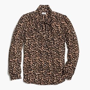J. Crew Cheetah Tie-Neck Top